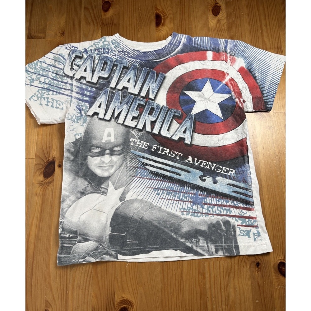 Vintage Marvel Kids Captain America The First Avenger Graphic T-Shirt Size 10/12